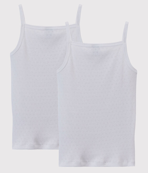 Set meisjeshemden met schouderbandjes met ajour patroon multicouleur