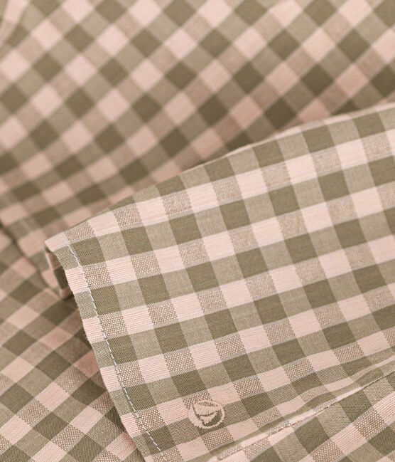 eersuckerGestreepte blouse met korte mouwen in seersucker voor baby's MARECAGE/ SALINE