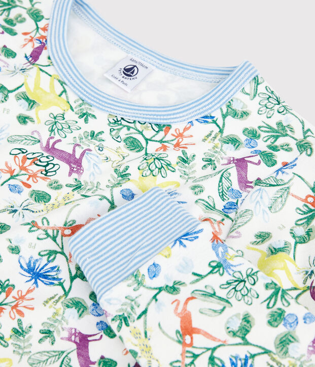 Pyjama imprim&eacute; jungle petit gar&ccedil;on en coton blanc/multicouleur