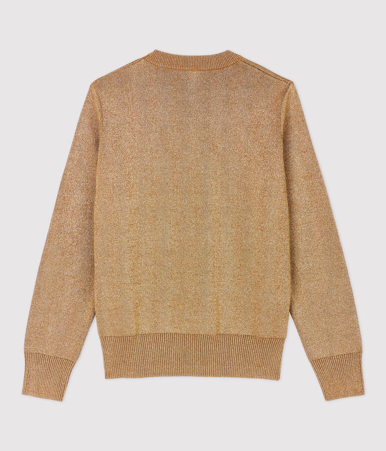 Pull marin en coton dor&eacute; Femme marron/jaune