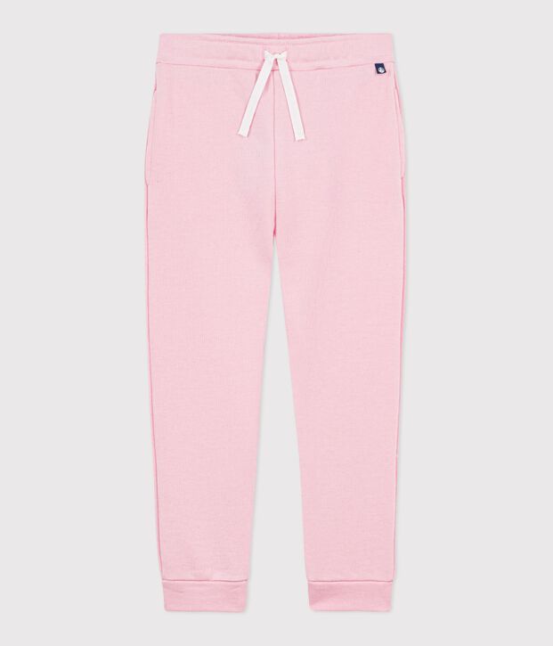 Pantalon de jogging enfant en coton uni rose clair