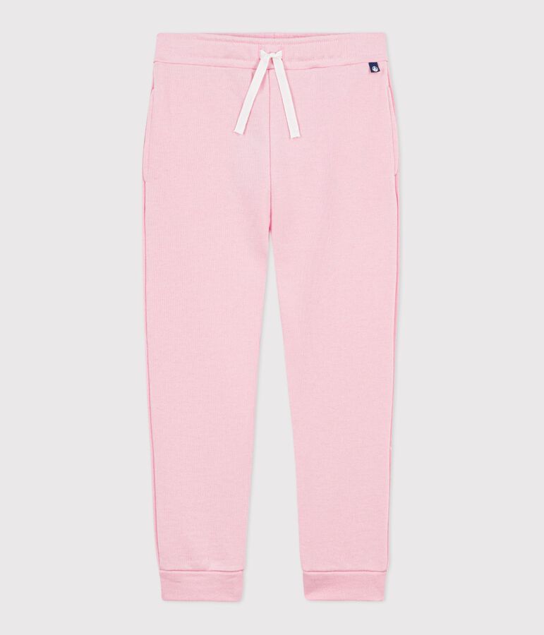 Pantalon de jogging enfant en coton uni rose