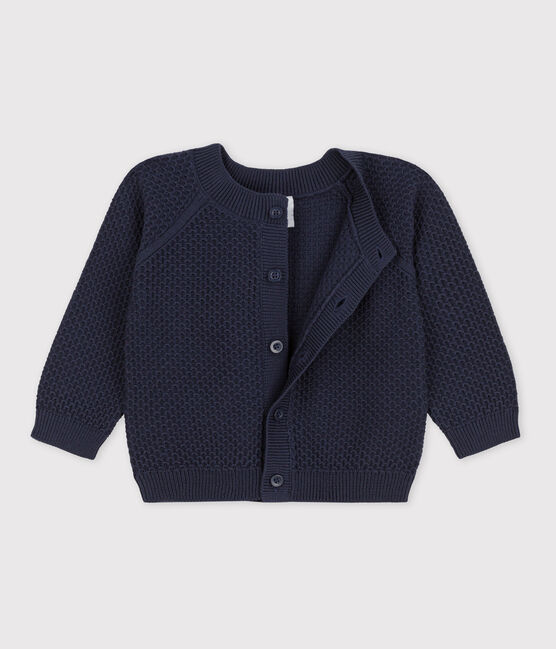 Cardigan bébé en tricot de coton bleu SMOKING