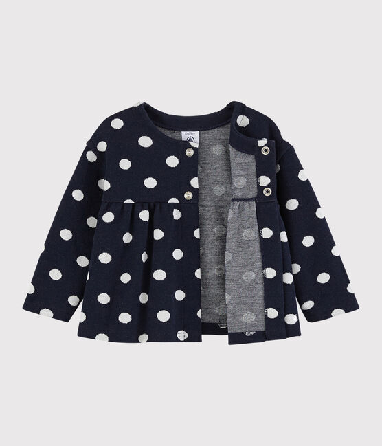 Cardigan babymeisje met stippen blauw SMOKING/wit MARSHMALLOW