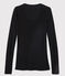 T-shirt côte légère Femme noir NOIR