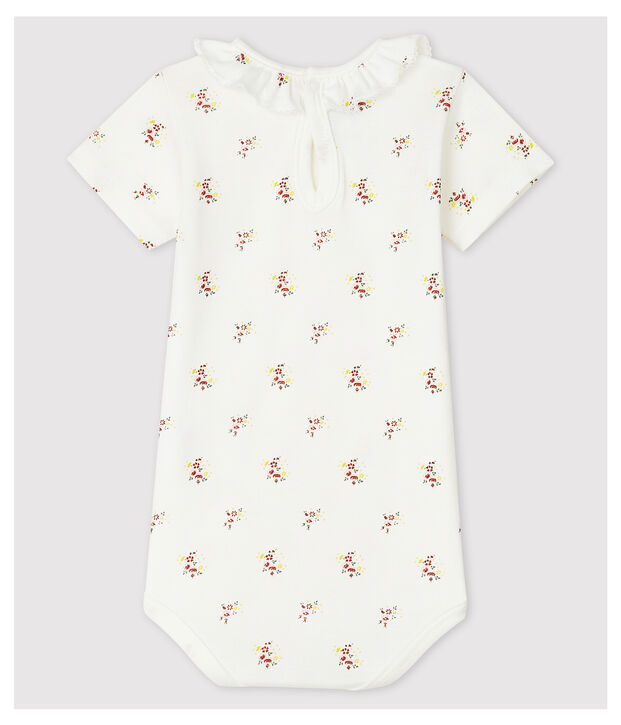 Babybody met korte mouwen en kraagje wit/multicouleur