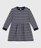 Robe enfant manches longues en coton bleu SMOKING/blanc MARSHMALLOW