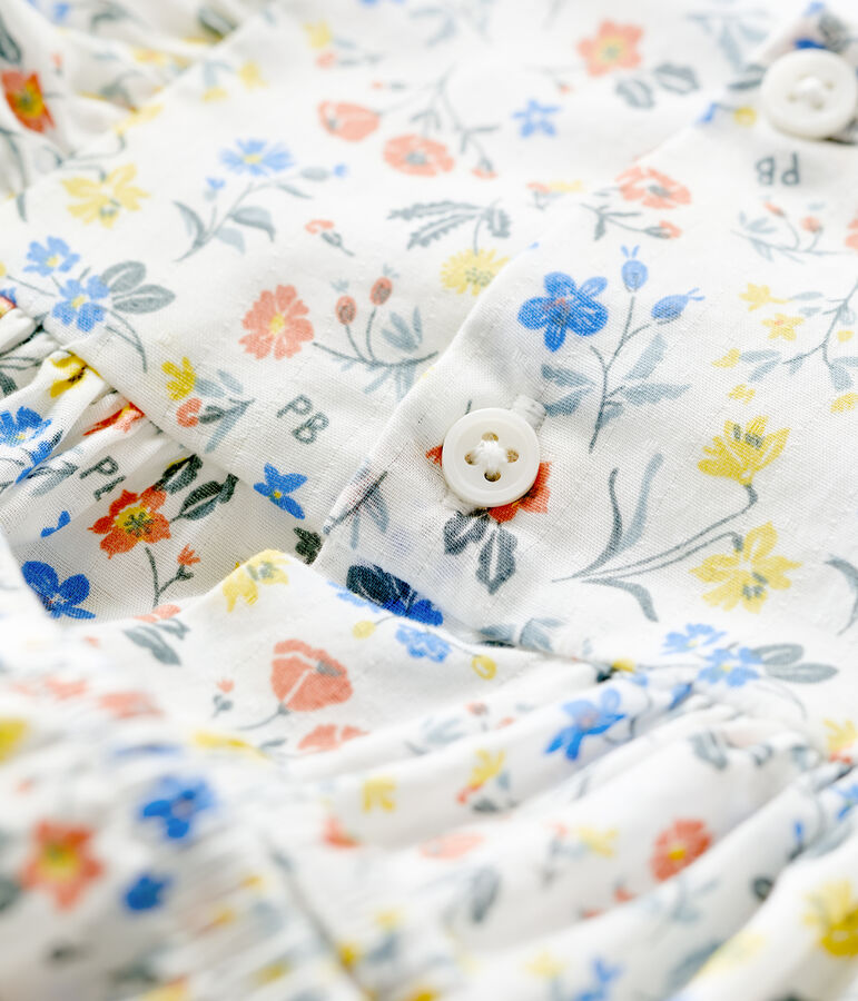 Popeline jurk en bloomer met bloemenprint voor baby's wit/multicouleur