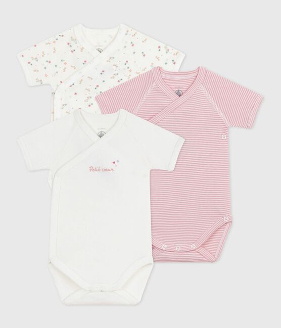 Lot de bodies croisés manches courtes en coton imprimé bébé variante 2