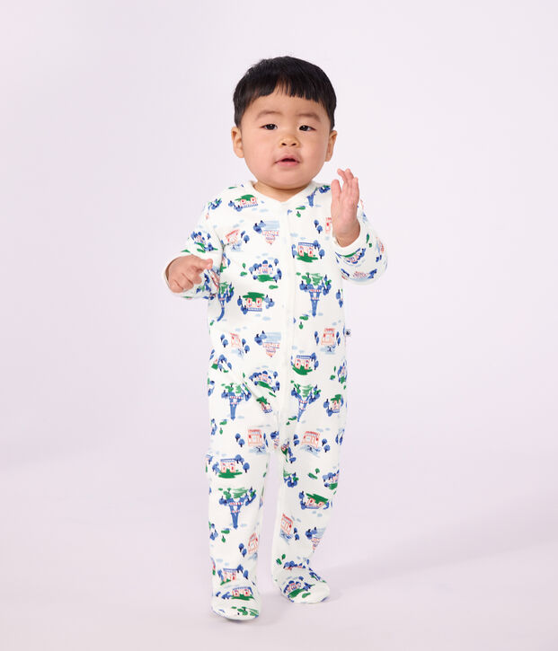 Pyjama b&eacute;b&eacute; en molleton imprim&eacute; Paris blanc/multicouleur