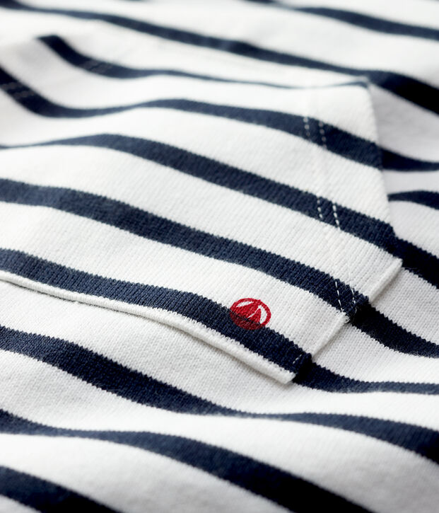 Kort pakje in dikke biologische jerseystof voor baby's wit/blauw