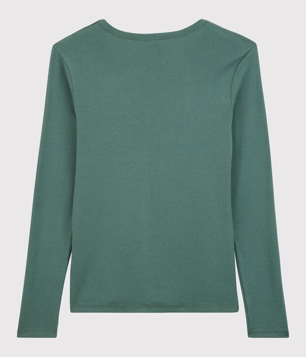Iconisch katoenen Dames t-shirt met V-hals groen