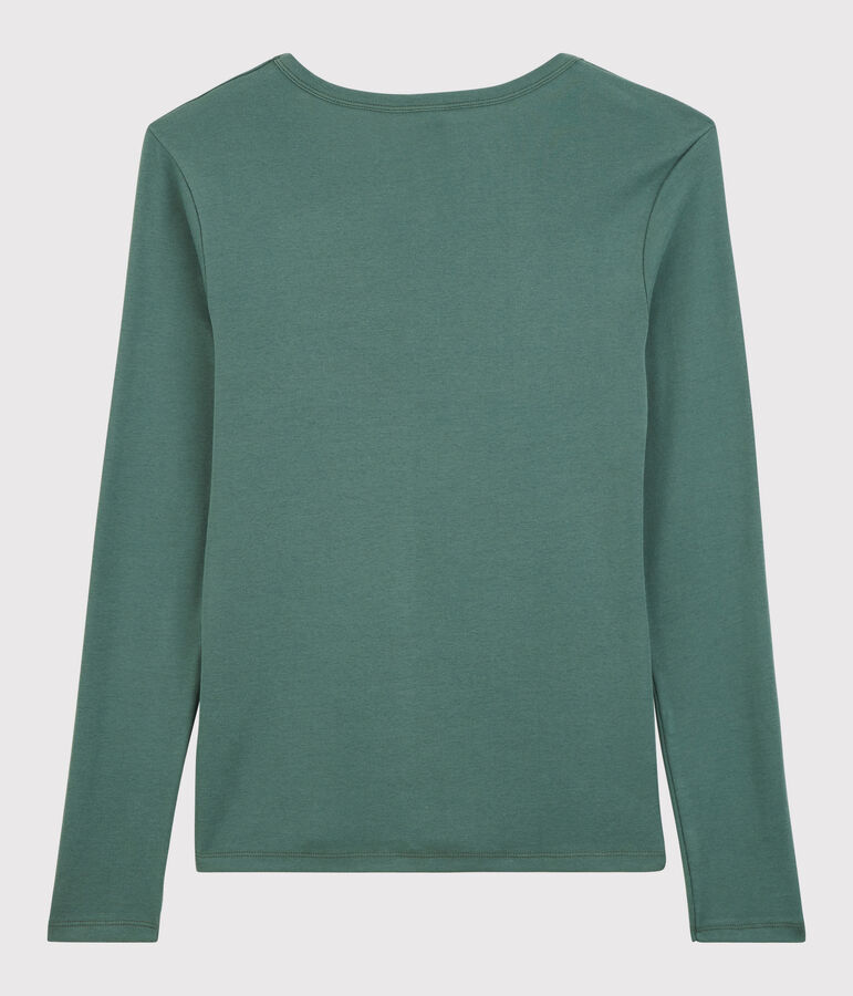 Iconisch katoenen Dames t-shirt met V-hals groen