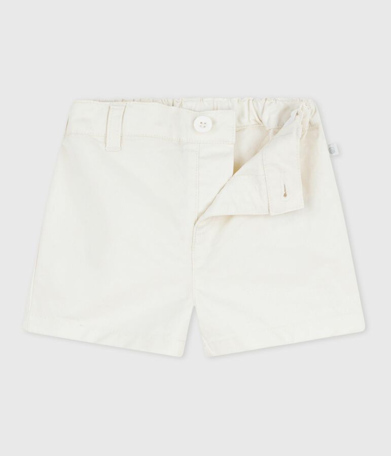 Short b&eacute;b&eacute; en coton uni blanc MARSHMALLOW