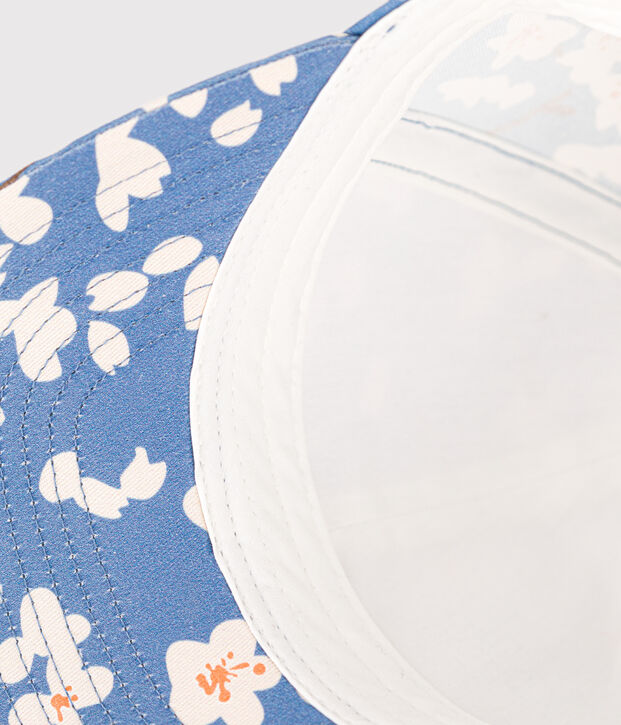 Casquette en popeline fleurs enfant fille bleu/multicouleur
