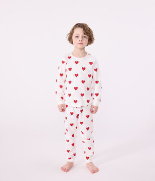 Petit Bateau meisjes pyjama, wit, rood., 16 Jaar