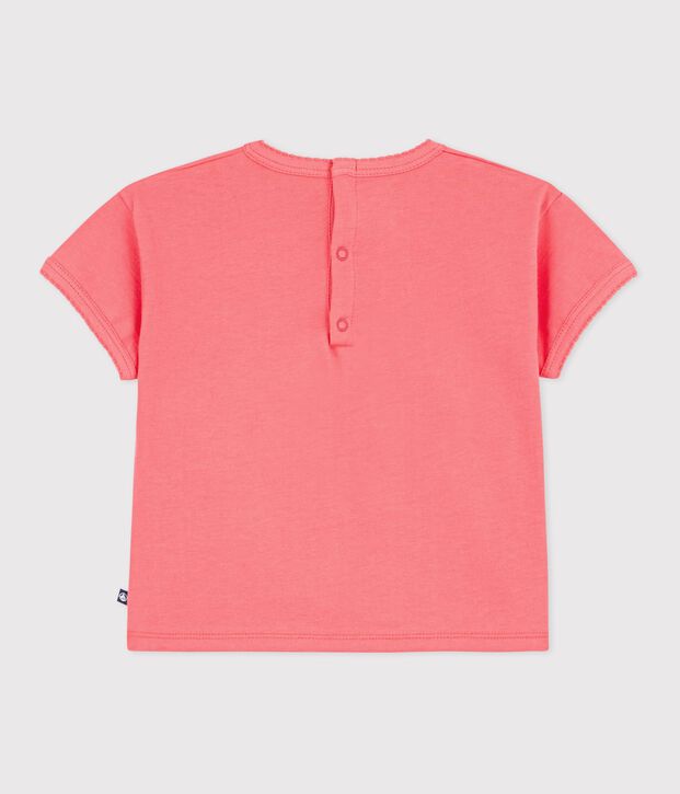 Tee-shirt b&eacute;b&eacute; en coton &agrave; manches courtes &agrave; motif corail