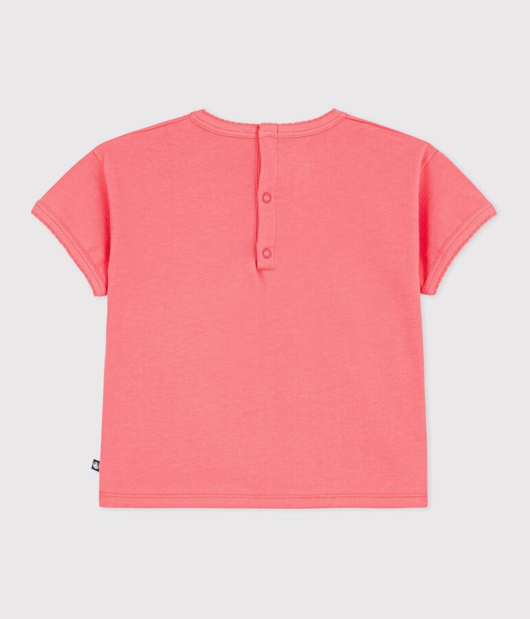 Katoenen T-shirt met korte mouwen en motiefje voor baby's roze