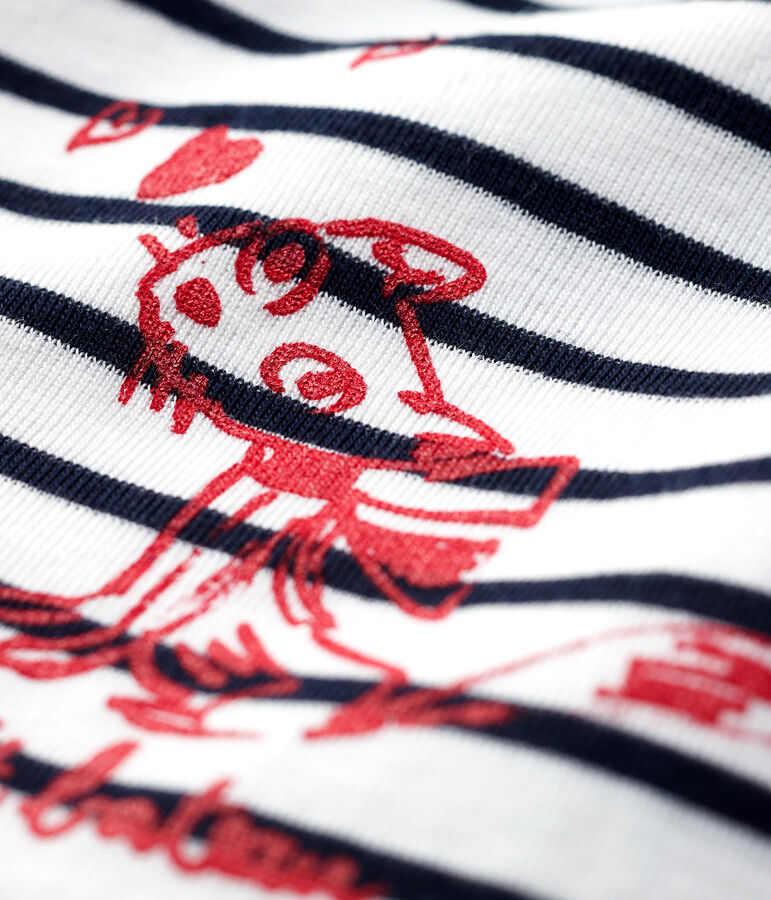 Katoenen blouse met korte mouwen voor babymeisjes wit/blauw