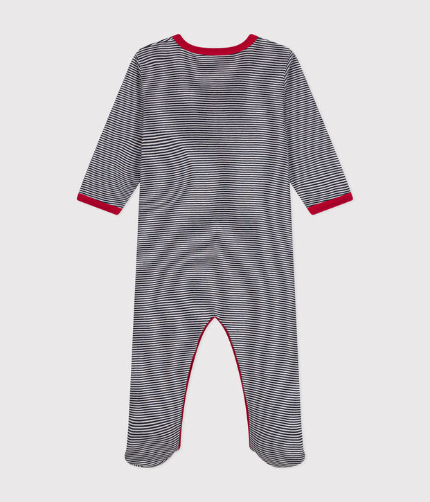 Katoenen babypyjama met lange mouw blauw/wit