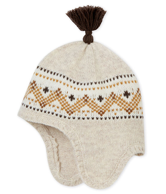 Bonnet en tricot jacquard bébé garçon beige CREAMY CHINE