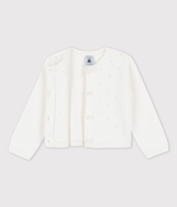 Babycardigan in verfijnd tricot wit