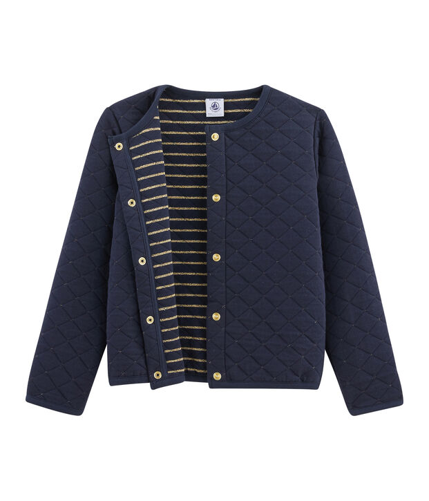 Cardigan van gewatteerde tubic meisjes kinderen blauw/geel