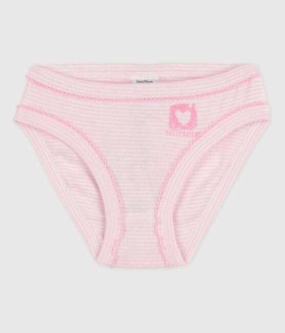 Culotte petite fille en coton rose DOLL/blanc ECUME