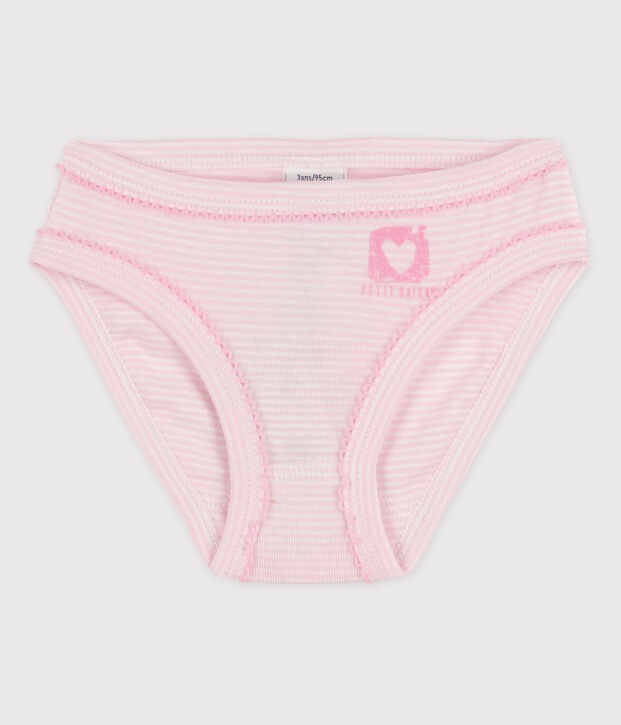 Katoenen meisjesslip roze/wit