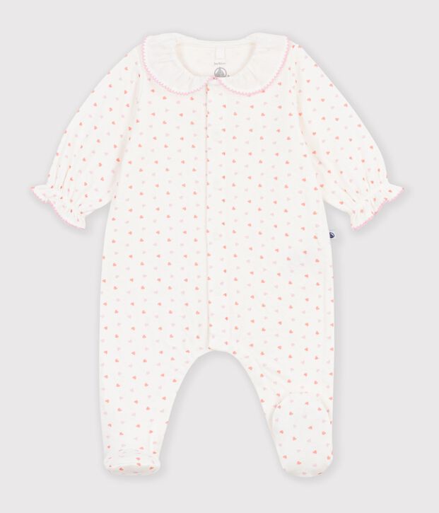 Pyjama b&eacute;b&eacute; en tubique imprim&eacute; &agrave; c&oelig;urs blanc/multicouleur