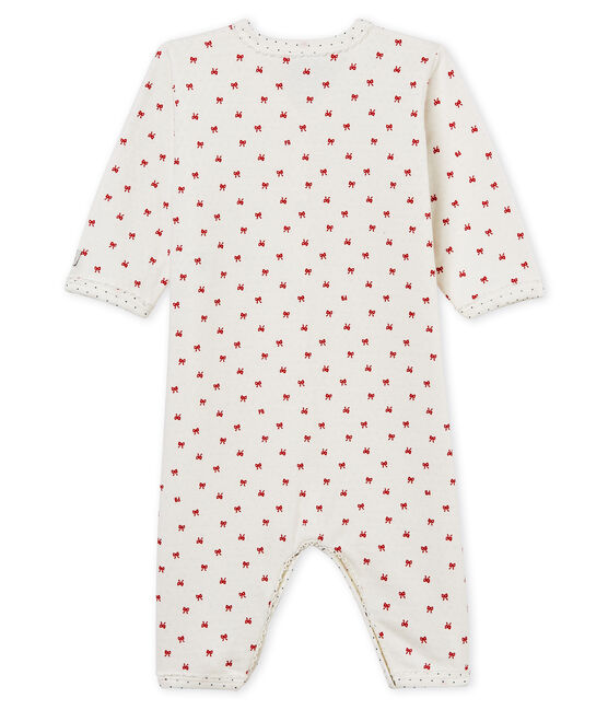 Dors bien bébé fille en tubique blanc MARSHMALLOW/rouge TERKUIT