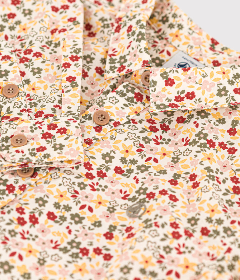 Hemd met print uit popeline voor jongens ecru/multicouleur