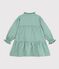 Robe enfant en popeline manches longues vichy vert/blanc