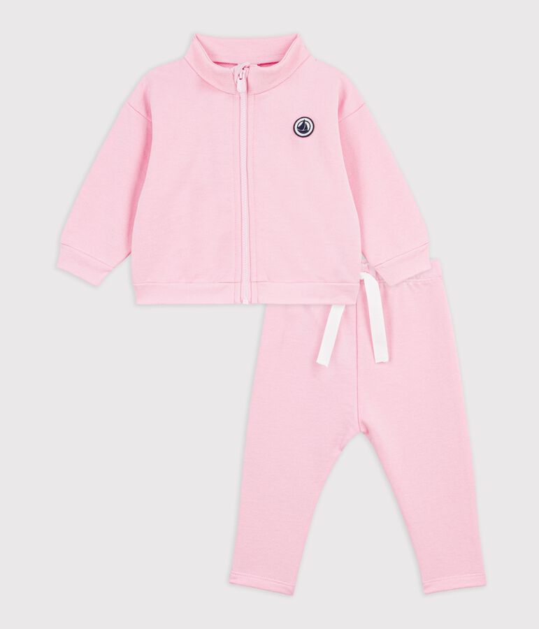 Babysetje - Sweatshirt en broekje in effen katoen roze