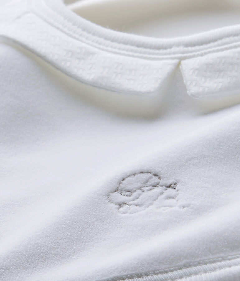 Bavoir b&eacute;b&eacute; mixte en velours doubl&eacute; blanc ECUME
