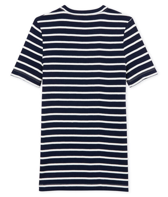 gestreept dames tee-shirtmet korte mouwen blauw SMOKING/wit MARSHMALLOW