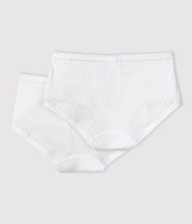 Lot de 2 culottes ajour&eacute;es petite fille en coton biologique multicouleur