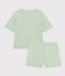 Korte pyjama en T-shirt van effen katoen voor dames groen HERBIER