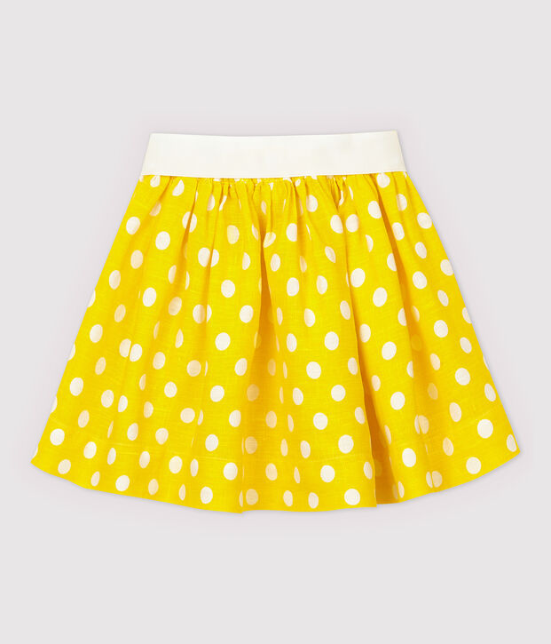 Jupe en lin enfant fille jaune/blanc