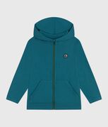 Sweatshirt zippé à capuche enfant en coton uni vert DRAGONFLY