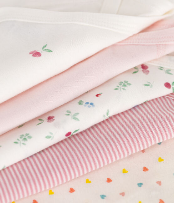 Set van 5 katoenen babyrompertjes met lange mouwen en print variante 1