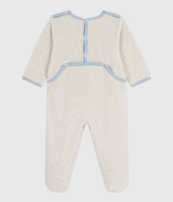 Effen fluwelen babypyjama met sluiting op de rug beige MONTELIMAR CHINE