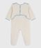 Effen fluwelen babypyjama met sluiting op de rug beige MONTELIMAR CHINE