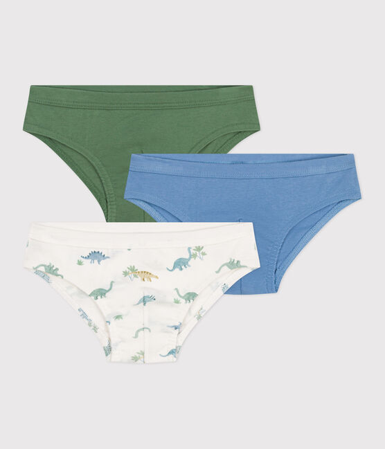 Lot de 3 slips enfant en coton imprimé dinosaures variante 1