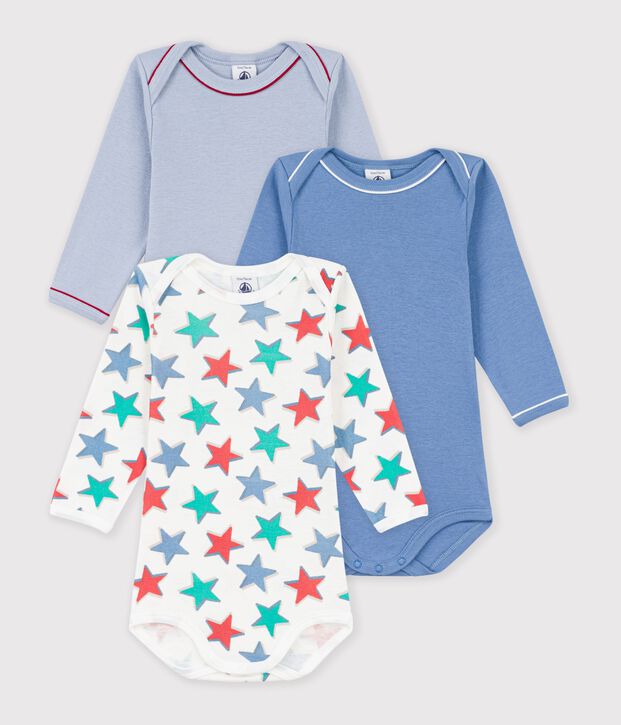 Lot de bodies manches longues en coton imprim&eacute; &eacute;toiles b&eacute;b&eacute; multicouleur