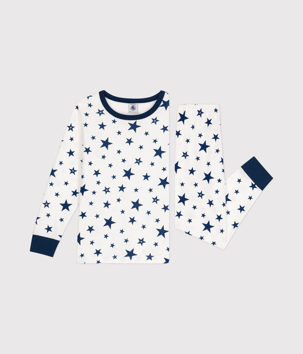 Pyjama en coton imprim&eacute; &eacute;toiles enfant bleu/bleu