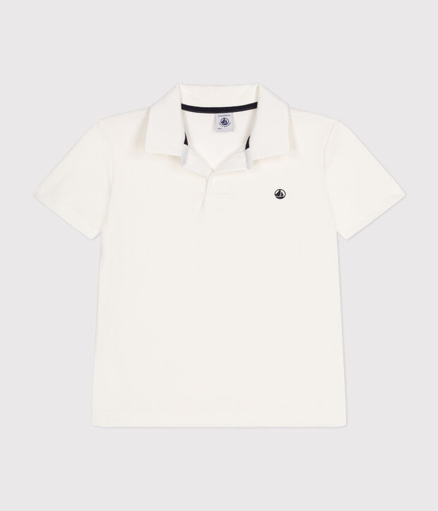 Polo manches courtes en coton enfant gar&ccedil;on blanc