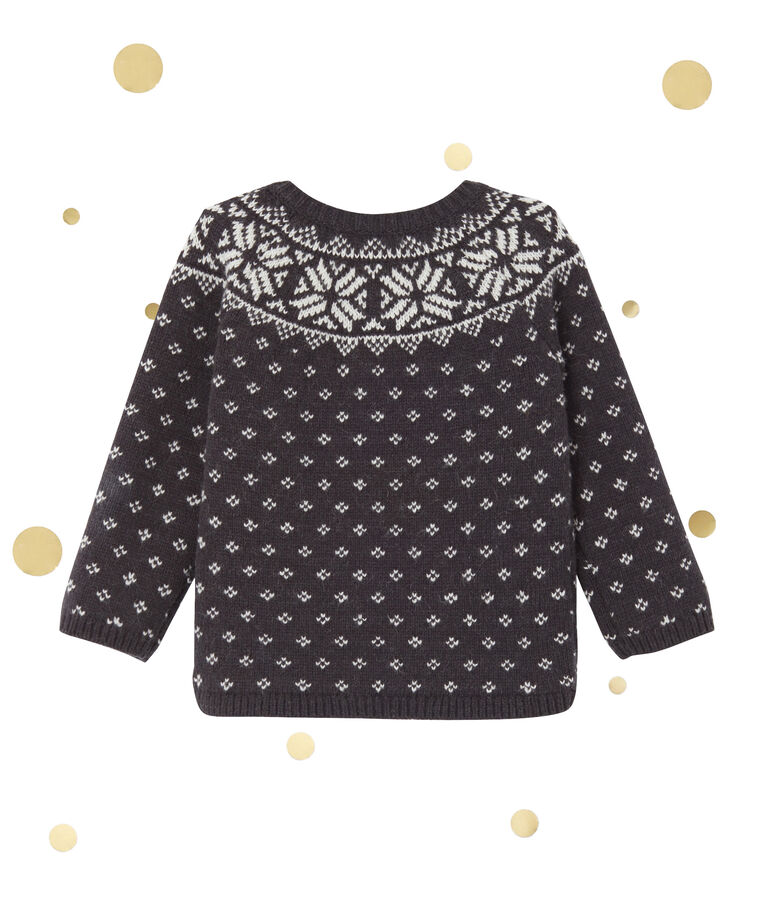 Cardigan in jacquardgeweven wolmix voor babyjongens grijs/multicouleur