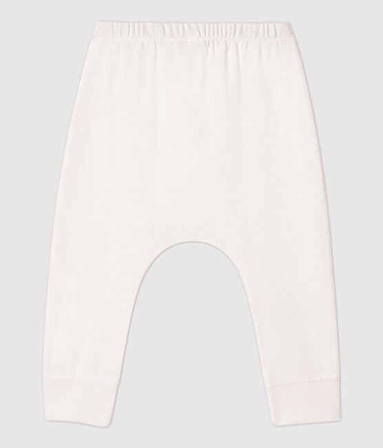 Legging tête de chat bébé en coton biologique blanc MARSHMALLOW