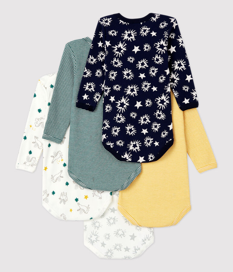 Set van 5 rompers met lange mouwen met sterren van katoen multicouleur